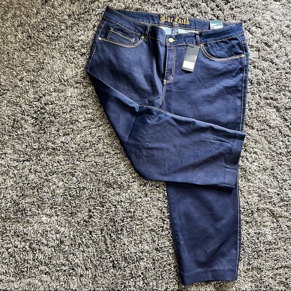 Blue Faith Dark Wash Indigo Stretch Jeans Plus Size 24 / 20W - Picture 8 of 10